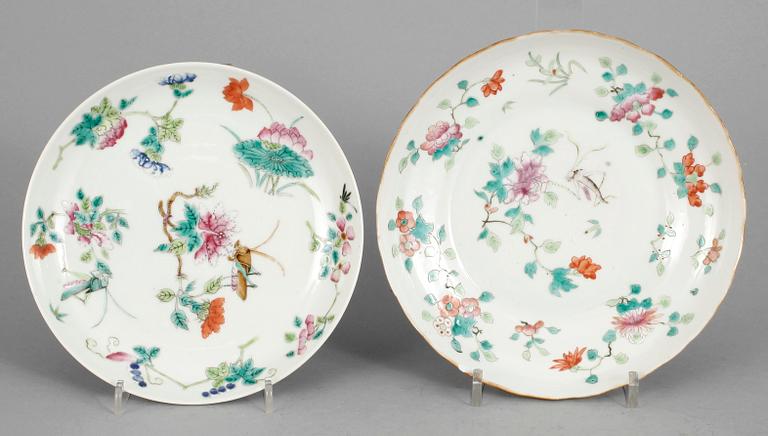 FAT SAMT TALLRIKAR, 7 st, porslin, Kina 1800-1900-tal.