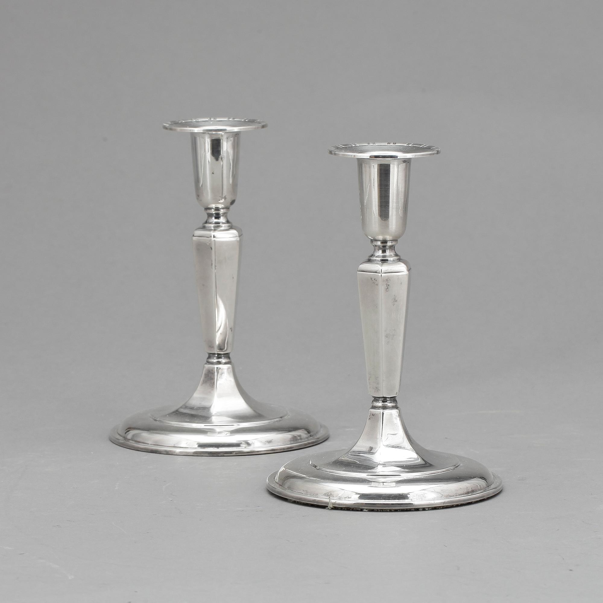 LJUSSTAKAR, silver, ett par, K&Ec, Göteborg, 1957.