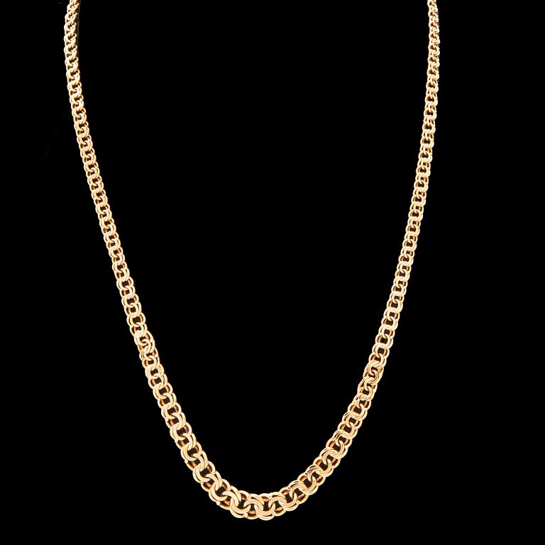 An 18K gold Bismarck-link necklace.