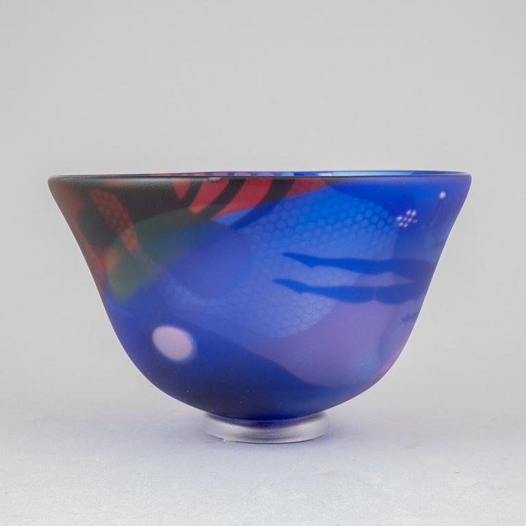 Bertil Vallien, a unique blasted glass bowl, Kosta Boda, Sweden.