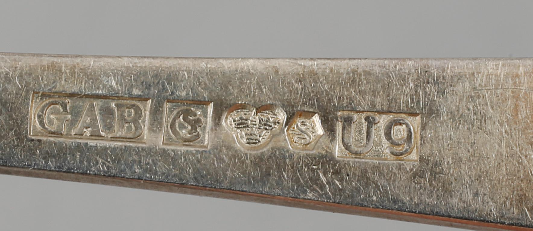 BESTICK, silver, 16 delar, Rosenholm, Jacob Ängman, GAB, 1900-talets tredje kvartal. Total vikt ca 498 g.