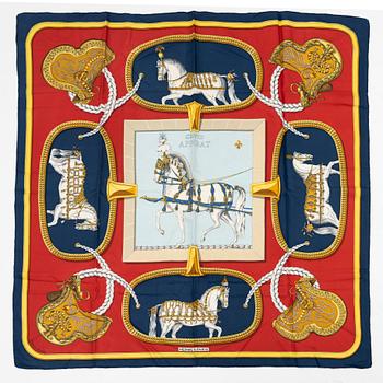 Hermès, a 'Grand Apparat' twill silk scarf.