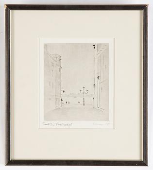 Gunnar Norrman, drypoint etching, 1989, signed 12/14.