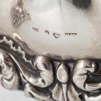 Gustaf Möllenborg, a pair of neo-Rococo silver candlesticks, Stockholm, 1844.