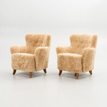 Armchairs, a pair, Asko, Finland, 1940s.