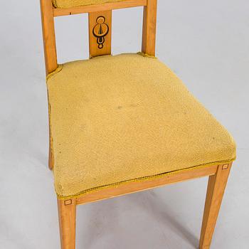 Fåtöljer, ett par och stolar, 4 st, tidigt 1900-tal.