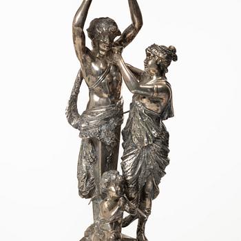 A silver and glass Rococo style centerpiece, Lale Silverware & Co Ltd, Istanbul, Turkey, 20th century.