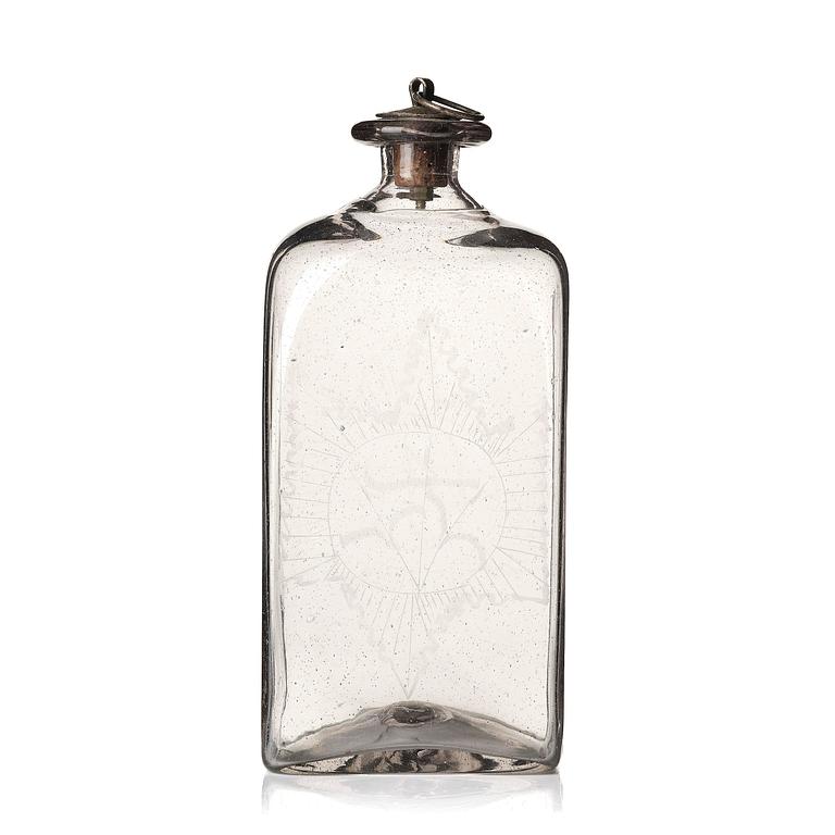 A Swedish glass flask, Limmareds glass manufactory, late 18th century/early 19th century.