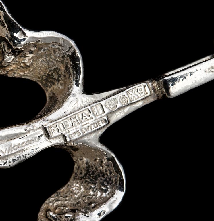 COLLIER SAMT RING, sterlingsilver, Theresia Hvorslev, MEMA, Lidköping, 1972 samt 1973. Vikt ca 85 g.
