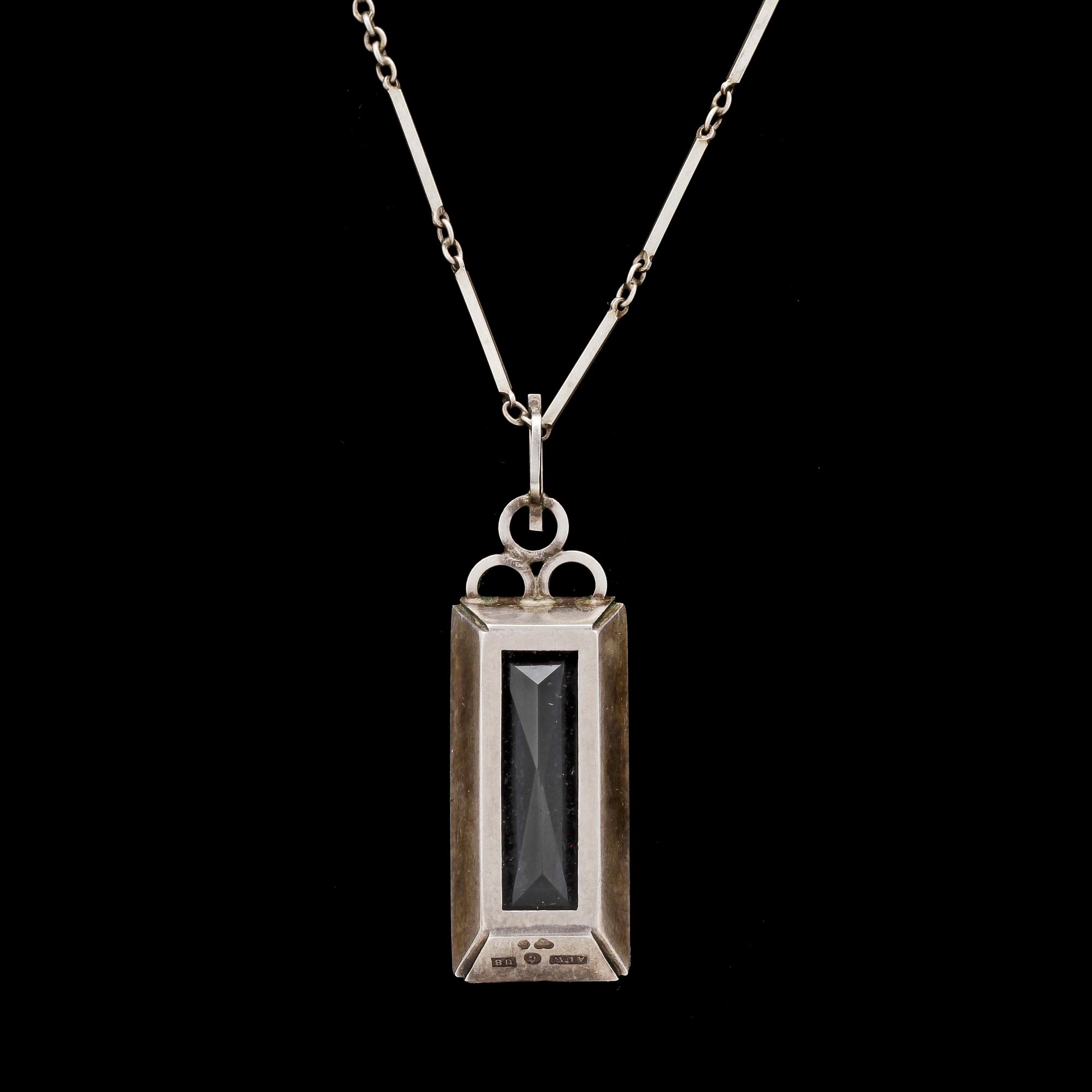HALSBAND samt ÖRHÄNGEN, silver samt bergskristall, A U Wahlberg, Gävle, 1946.