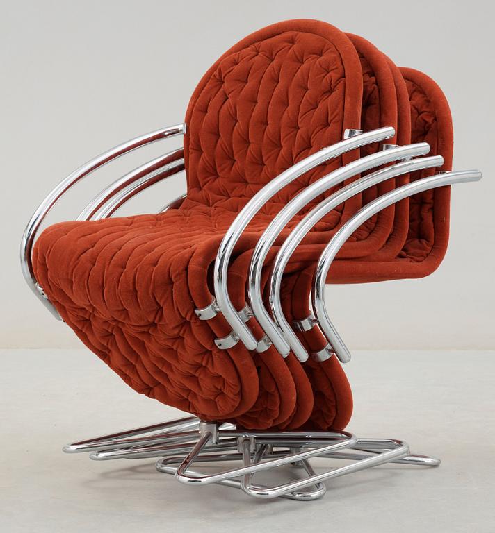 VERNER PANTON, fåtöljer, 4 st, "System 1-2-3 Lounge Deluxe", Fritz Hansen, Danmark 1970-tal.