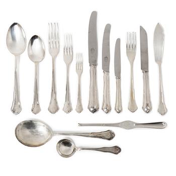A 139 piece 'Hansa' silver cutlery service, mostly C.G. Hallberg, Mid 20th Century.