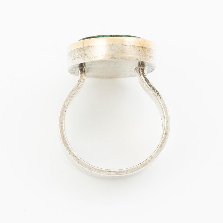 Anders Högberg, ring, sterlingsilver med grön/blå sten, Göteborg 1987.