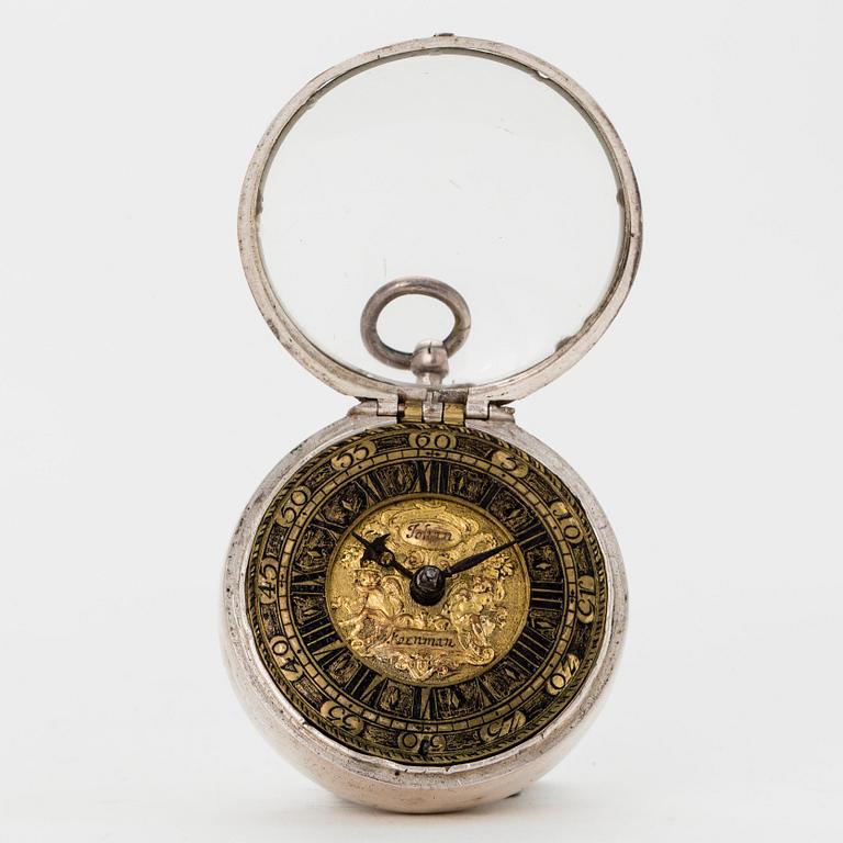 Johan Khornman (Kornman), fickur, silver, möjligen Österrike omkring 1700,