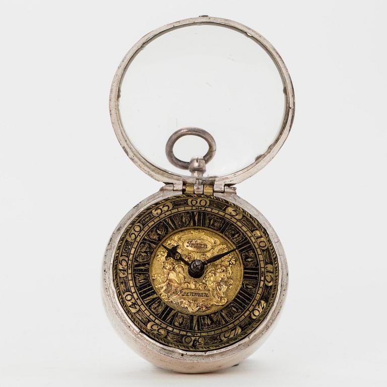 Johan Khornman(Kornman) pocket watch, silver, probably Austria ca 1700.