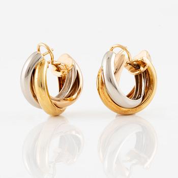 Cartier a pair of "Trinity" earrings in 18K gold in three colours.