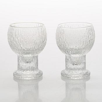 Timo Sarpaneva, juomalaseja, 9 kpl, "Naukku" sarjasta Kekkerit, Iittala.