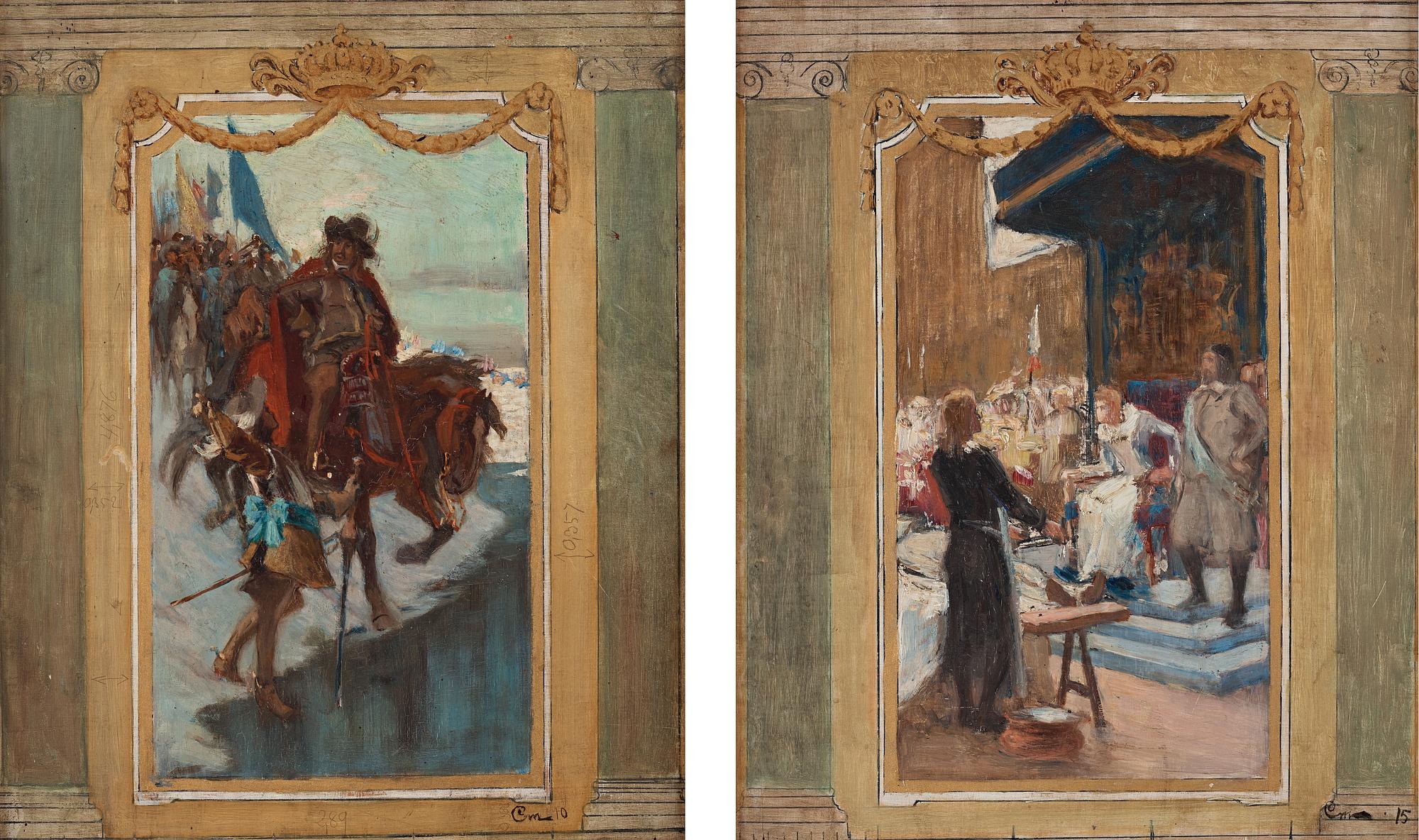 Gustaf Cederström, Skisser till monumentalmålningar i Riddarhusets trapphall, Stockholm.