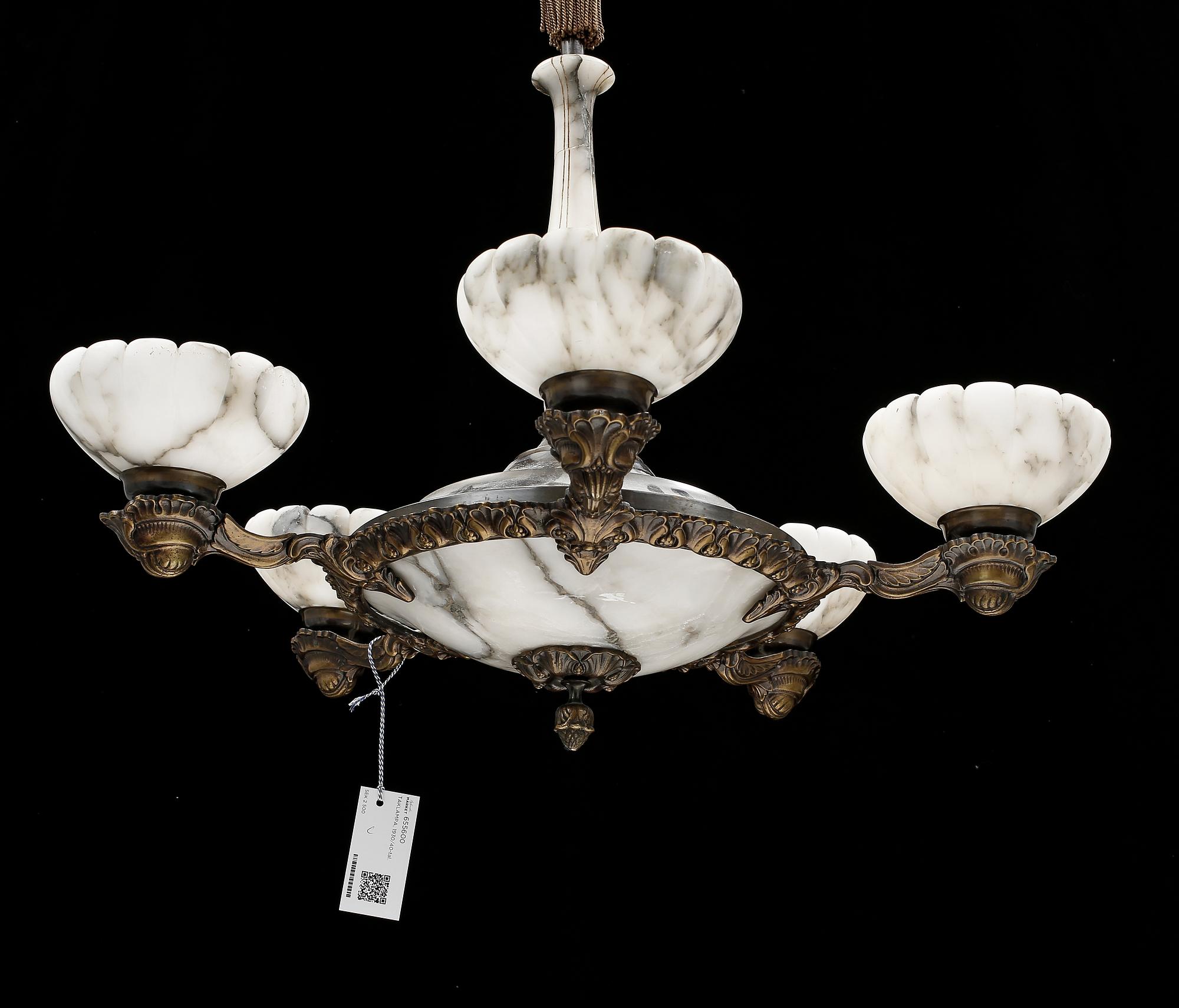 TAKLAMPA, 1930/40-tal. Höjd ca 84 (inklusive sockel).