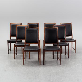 Matgrupp med bord samt 8 stolar bla, "Darby", Torbjørn Afdal, Nesjestranda møbelfabrikk, Norge, 1960-tal.