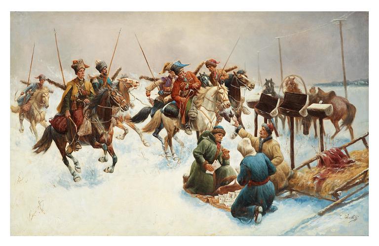 Adolf Baumgartner (Constantin Stoiloff), Cossacks in a vinter lanscape.