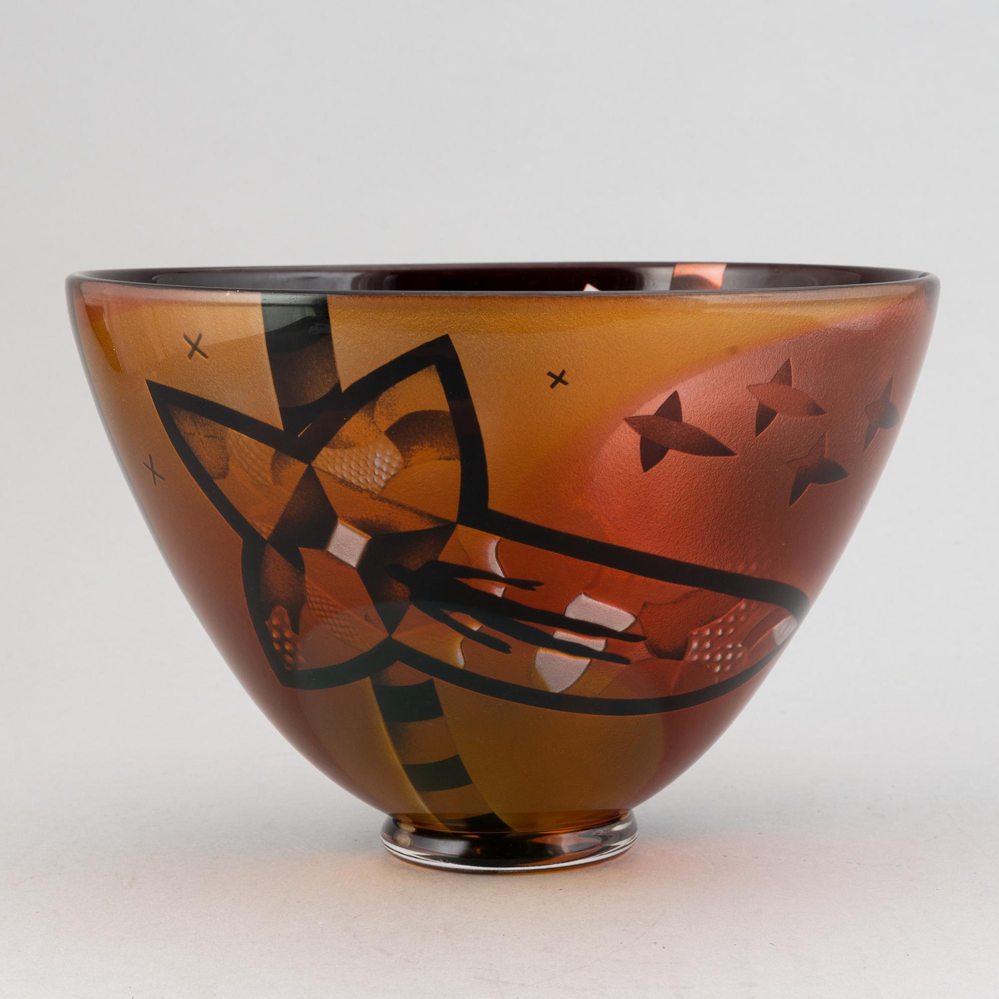 Bertil Vallien, a unique glass bowl, Kosta, Sweden.