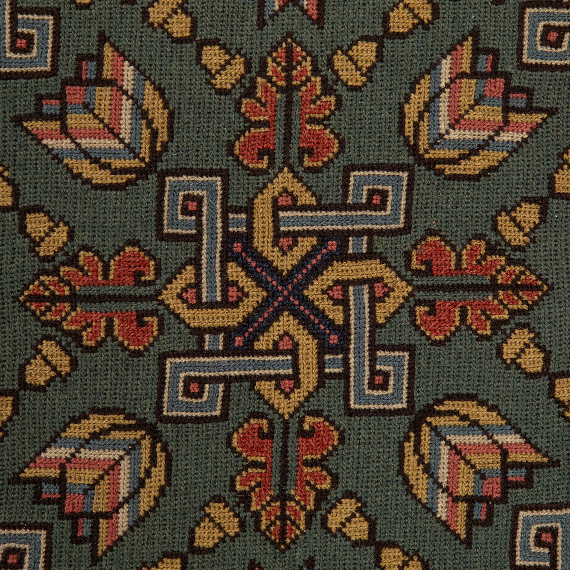 Sled cushion, dated 1938, approx. 180 x 52 cm.