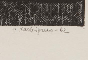 PENTTI KASKIPURO, puukaiverrus, signeerattu ja päivätty -62, numeroimaton.