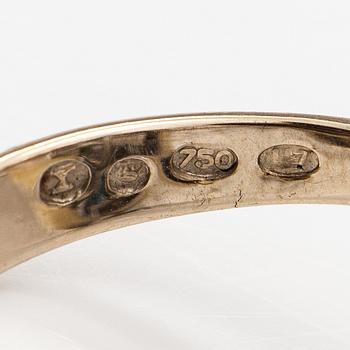 Ring, 18K vitguld, diamant ca 0.03 ct och turmaliner. Finska importstämplar 1962.