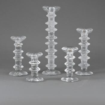 LJUSSTAKAR, 5 st, "Festivo", Timo Sarpaneva, Iittala, 1900-talets andra hälft.