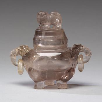 A rock chrystal censer with cover, Qing dynasty (1644-1912).