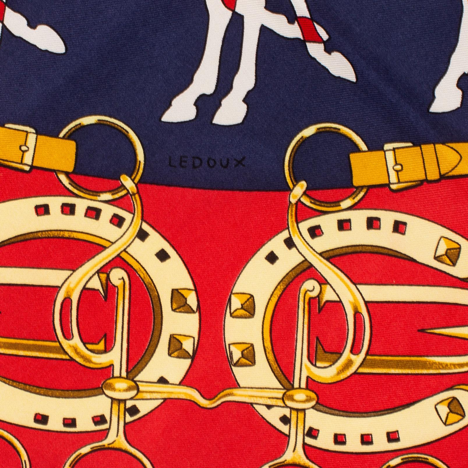 HERMÈS, scarf, "Manège", Philippe Le Doux, original issue 1974.