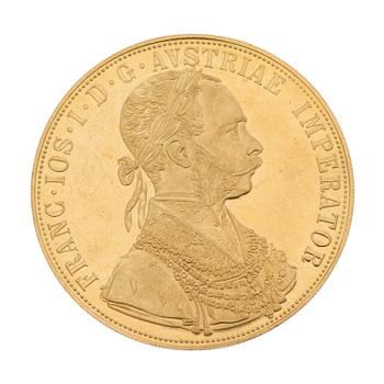 GOLDCOIN, 4 ducat, ca 23 k, FRANZ JOSEPH I 1915, Austria-Hungary. Weight ca 14 g.