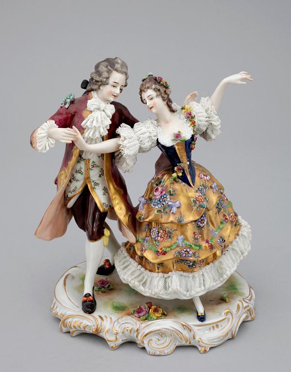FIGURIN, porslin, rokokostil, Rudolstadt Volkstedt, 1900-talets första hälft.