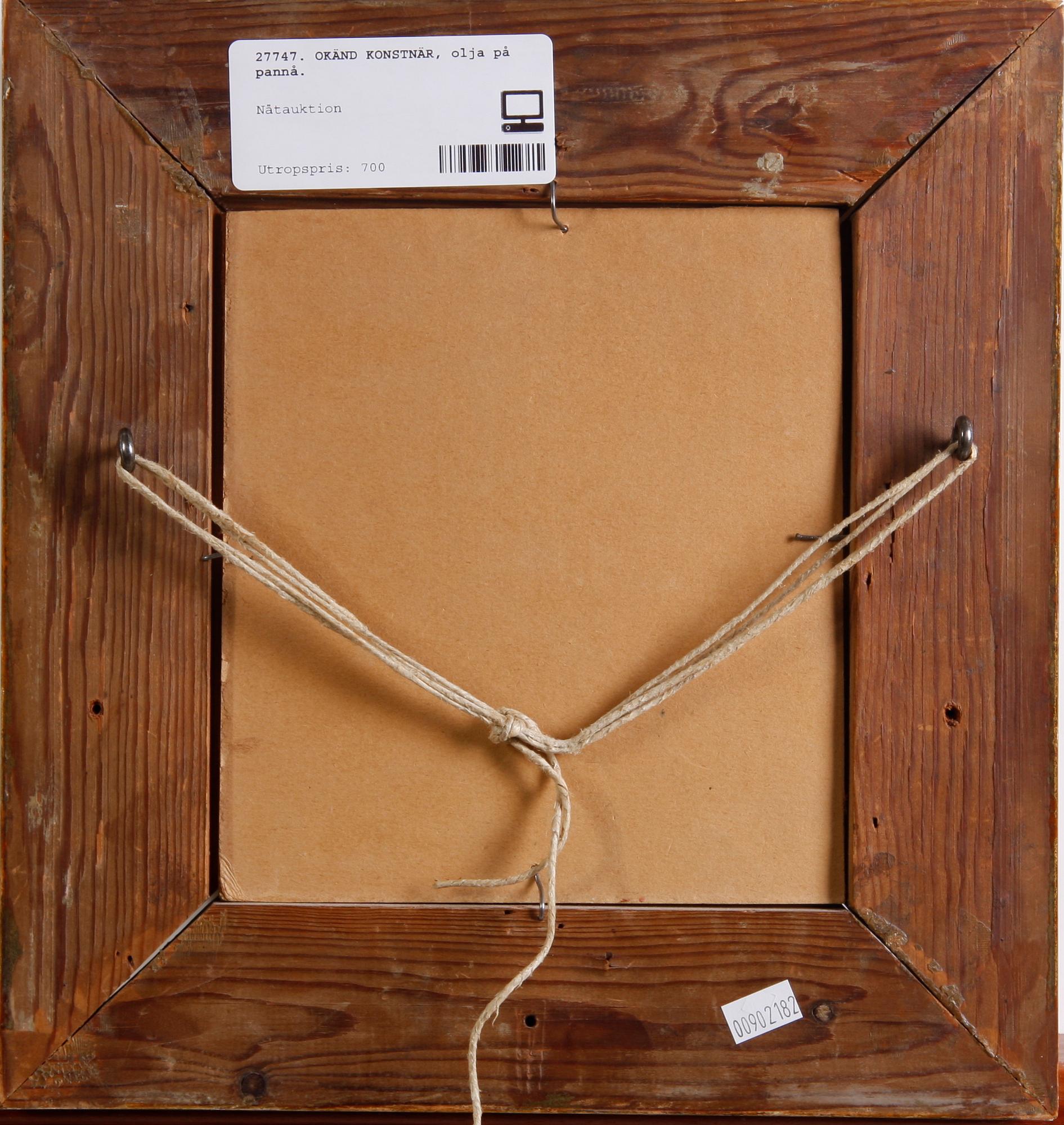 OKÄND KONSTNÄR, olja på pannå.