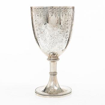 A British silver prize cup, mark of William Stocker, London, 1861.