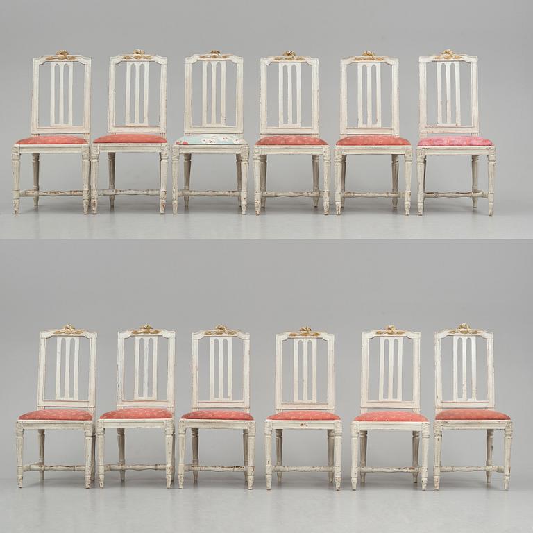 A suite of twelve Gustavian chairs by M. Lundberg the Elder (master 1774-1812).