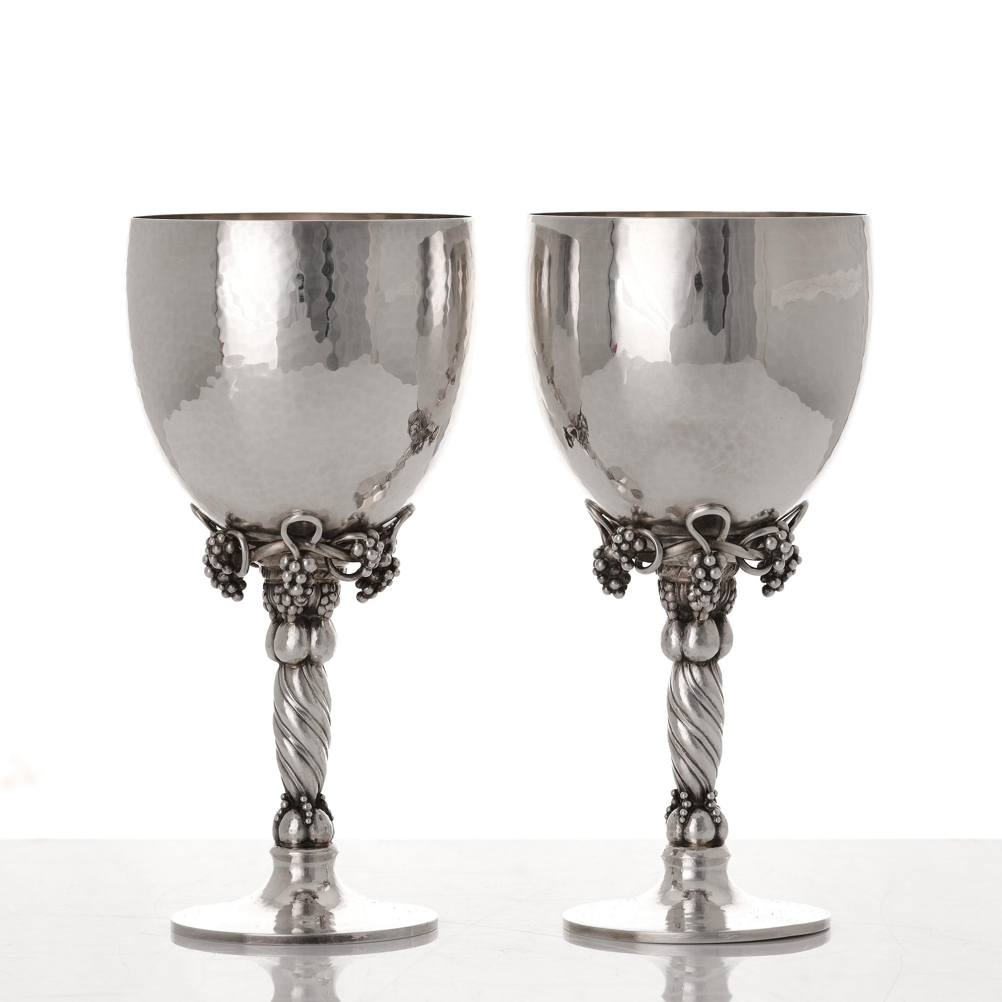 Georg Jensen, vinglas, ett par, Köpenhamn 1988 & 1996, sterling silver, designnr 263.