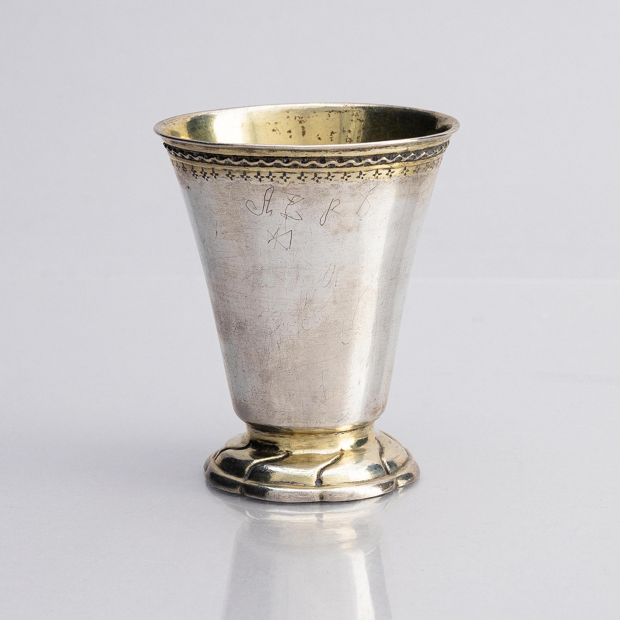 A Swedish mid-18th century parcel-gilt silver beaker, mark of Johan Trygg, Stockholm 1742.