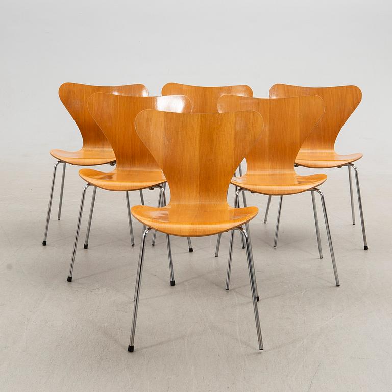 Arne Jacobsen, chairs 6 pcs, "The Seven", Fritz Hansen, Denmark, 1981.