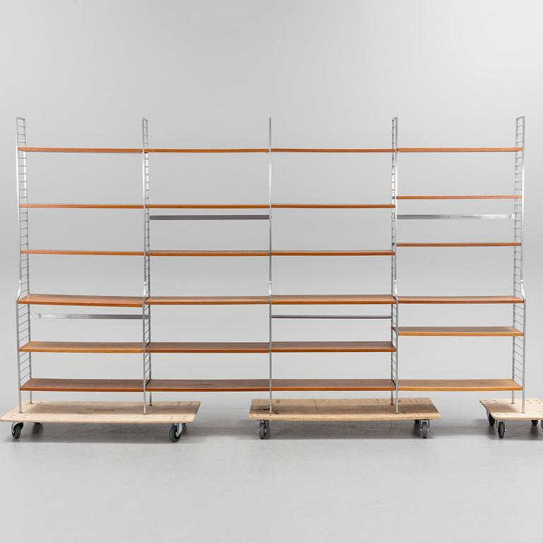 A 1950s "String" four-section book shelf by Nils Strinning.