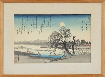 Ando Utagawa Hiroshige, after, a woodblock print in colours, 20th century.