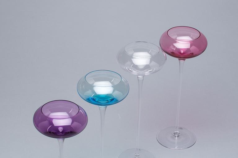 LJUSLYKTOR, 4 st, glas. "Cermony-Votives" Erika Lagerbielke, Orrefors.