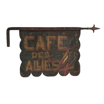 CAFÉSKYLT, plåt och metall, 1940-tal.