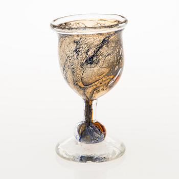 HEIKKI ORVOLA, GOBLET, glass, signed Heikki Orvola Nuutajärvi Notsjö. 1970's.