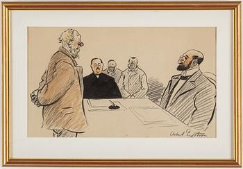 ALBERT ENGSTRÖM, ink drawings, 13, signed.