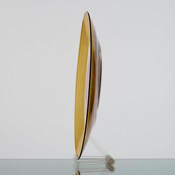 A Tapio Wirkkala free blown coloured glass dish, Venini, Italy.