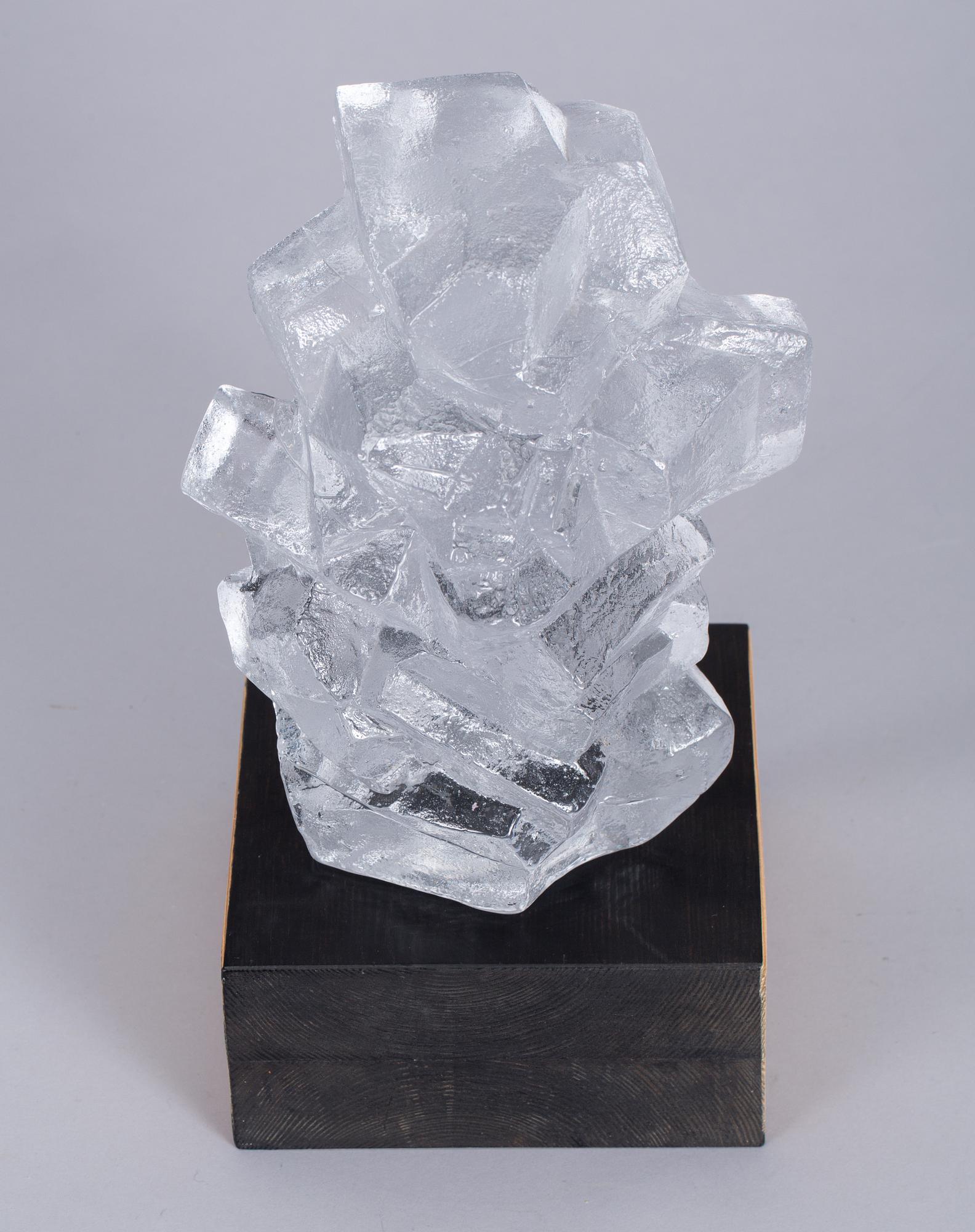 SKULPTUR, glas, Edvin Öhrström, Lindshammar glasbruk, signerad.