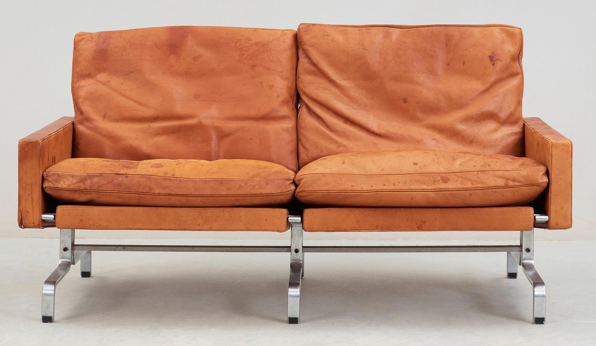 A Poul Kjaerholm brown leather 'PK-31'-2 sofa, by E Kold Christensen, Denmark.