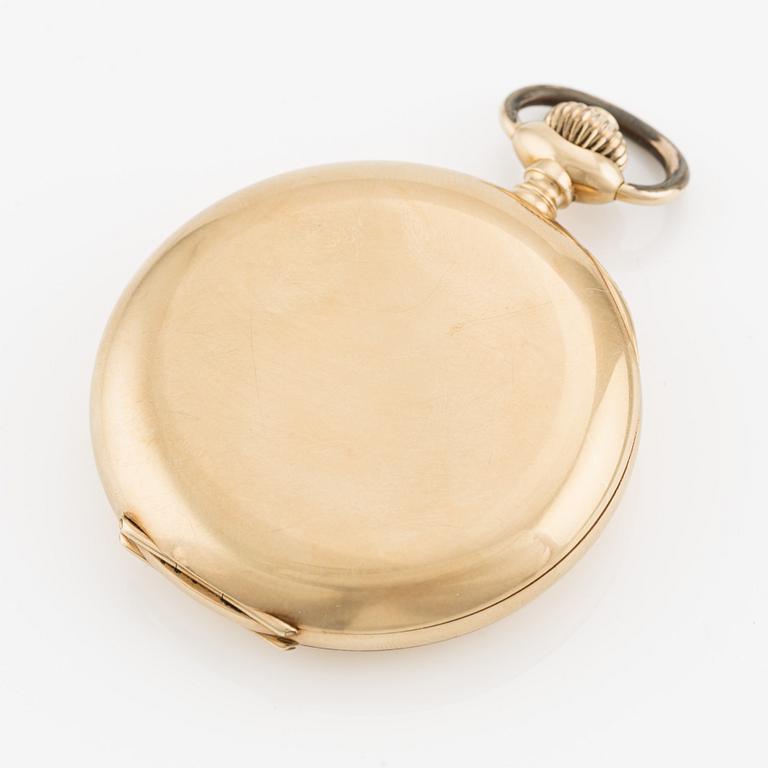 Pocket watch, 18K gold, hunter case, 51 mm.